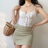 themeisles - Olive Check Mini Skirt