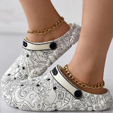 themeisles - Multicolor Casual Living Graffiti Patchwork Round Comfortable Shoes
