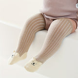 3pairs Baby Girls Kids Warm Over The Knee Socks For Autumn Winter, Cartoon Rabbit Fashion Striped Socks, Toddlers Children's Trendy High Socks