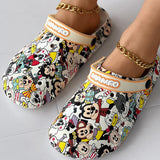 themeisles - Multicolor Casual Living Graffiti Patchwork Round Comfortable Shoes