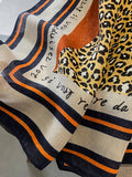 themeisles Vintage Ramie Cotton Leopard Printed Scarf