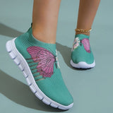themeisles - Cyan Casual Patchwork Printing Round Comfortable Shoes