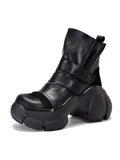 themeisles Round-Toe Hook&Loop Platform Boots