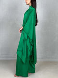 themeisles Batwing Sleeves Loose Solid Color Stand Collar T-Shirt Tops&Pants Two Pieces Set