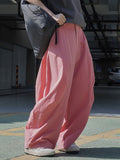 themeisles Split-Joint Solid Color Wide Leg Loose Trousers Casual Pants Bottoms