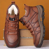 Men's Casual Snow Boots, Anti-skid Windproof Lace-up Ankle Boots With Fuzzy Lining For Outdoor Walking Running Hiking, Autumn And Winter