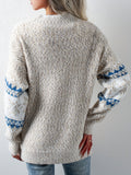 Cozy Snowflake Pattern Mock Neck Long Sleeve Pullover Sweater - Women's Winter Clothing - Soft, Cute, and Comfortable Sweater for Casual Daily Wear