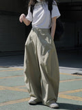 themeisles Split-Joint Solid Color Wide Leg Loose Trousers Casual Pants Bottoms