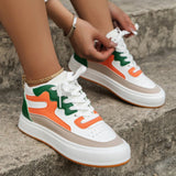 themeisles - White Green Casual Patchwork Frenulum Round Comfortable Out Door Shoes