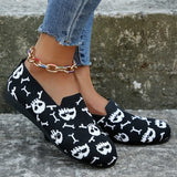 themeisles - Halloween Black Casual Patchwork Round Comfortable Shoes