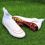 High Top Football Boots FG High-end Electroplating Sole Dual Color Football Shoes For Adults Outdoor Anti Slip Training Shoes