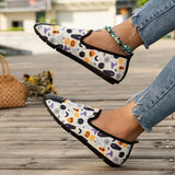 themeisles - Halloween Cream White Casual Patchwork Printing Round Comfortable Flats Shoes