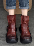 themeisles Round-Toe Hook&Loop Platform Boots