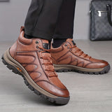 Men's Casual Snow Boots, Anti-skid Windproof Lace-up Ankle Boots With Fuzzy Lining For Outdoor Walking Running Hiking, Autumn And Winter