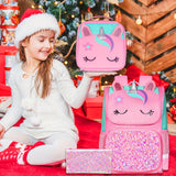 3pcs Unicorn Backpack For Girls, Kids Sequin Book Bag With Lunch Box, School Bag For Elementary Preschool Students