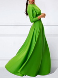 themeisles Loose Three-Quarter Sleeves Solid Color Off-The-Shoulder Maxi Dresses