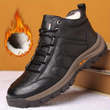 Men's Casual Snow Boots, Anti-skid Windproof Lace-up Ankle Boots With Fuzzy Lining For Outdoor Walking Running Hiking, Autumn And Winter