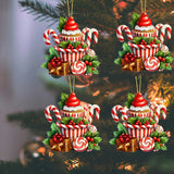 6Pcs Christmas Candy Ornaments Acrylic Candy Cane Tree Decoration Hanging Peppermint Christmas Decorations Xmas Lollipop Ornament with Rope Vintage Christmas Ornaments Set for Xmas Winter