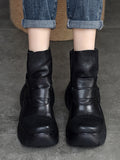 themeisles Round-Toe Hook&Loop Platform Boots