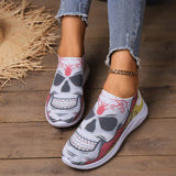 themeisles - Halloween White Casual Patchwork Printing Round Comfortable Shoes