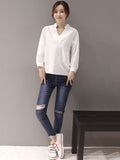 themeisles Urban Stand Collar Solid Color Blouse Top