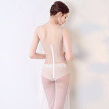 2025 Nightclub women's breast G219/sexy see-through dress evening lace hollow transparent deep V-neck long performance