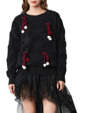 Cozy Christmas-Themed Crew Neck Sweater for Women - High-Quality Polyester, Casual Fit with Faux Drawstring Detail, Perfect for Fall & Winter