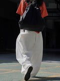 themeisles Split-Joint Solid Color Wide Leg Loose Trousers Casual Pants Bottoms