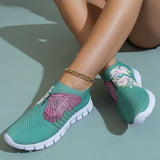 themeisles - Cyan Casual Patchwork Printing Round Comfortable Shoes
