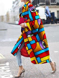 themeisles Long Sleeves Figure Printed Lapel Woolen Coat