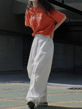 themeisles Split-Joint Solid Color Wide Leg Loose Trousers Casual Pants Bottoms