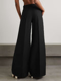 themeisles Wide Leg Solid Color Flared Trousers Pants