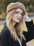 themeisles Simple Keep Warm Solid Color Beret Hats&Caps
