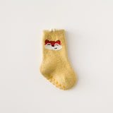 2pairs Baby Autumn And Winter Socks, Thickened Coral Fleece Warm Socks For Boys And Girls, Cartoon Baby Non-slip Socks Floor Toddler Socks