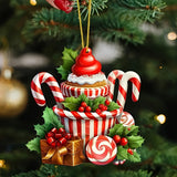 6Pcs Christmas Candy Ornaments Acrylic Candy Cane Tree Decoration Hanging Peppermint Christmas Decorations Xmas Lollipop Ornament with Rope Vintage Christmas Ornaments Set for Xmas Winter