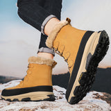 Men's High Top Warm Fleece Anti-skid Lace Up Hiking Snow Boots