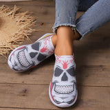 themeisles - Halloween White Casual Patchwork Printing Round Comfortable Shoes