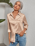 themeisles Urban Leopard Long Sleeves Lapel Blouse