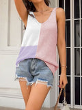 themeisles Multi-Colored Sleeveless V-neck Vest Top