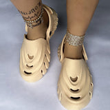 themeisles - White Casual Daily Hollowed Out Patchwork Solid Color Round Comfortable Shoes