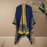 Elegant Boho-Chic Tassel Shawl - Thick, Soft & Windproof With Geometric Print | Perfect For Fall/Winter Outdoor Leisure
