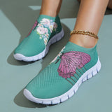 themeisles - Cyan Casual Patchwork Printing Round Comfortable Shoes