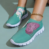 themeisles - Cyan Casual Patchwork Printing Round Comfortable Shoes