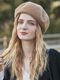 themeisles Simple Keep Warm Solid Color Beret Hats&Caps
