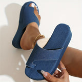 themeisles - Blue Casual Patchwork Solid Color Round Comfortable Wedges Shoes