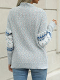 Cozy Snowflake Print Mock Neck Sweater - Women's Casual Knit Top for Fall Winter - Soft, Warm, and Stylish Clothing for Ladies