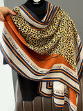 themeisles Vintage Ramie Cotton Leopard Printed Scarf