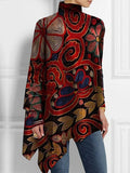 themeisles Floral Printed Loose Long Sleeves High Neck T-Shirts