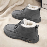Men's Fashion Snow Boots, Anti-skid Windproof High-top Lace-up Boots With Fuzzy Lining For Outdoor Walking Running Hiking, Autumn And Winter