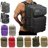 45L Large Capacity Travel Backpack for Men - Spacious 3-Day Pack with DIY Molle System, Fits 17 Inch Laptop, Durable Nylon Material, Hand Washable, Ideal for Travel, Work, Camping, Hunting, Hiking, Sports